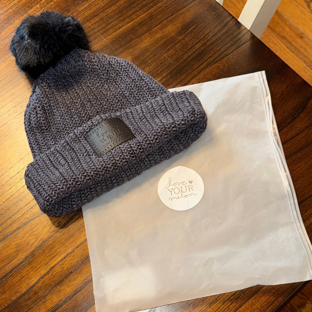 Love Your Melon Gray Knit Pom Hat